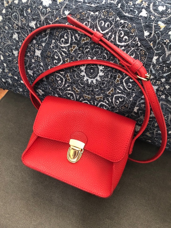 Handbags - Red crossbody bag 5 x 7 inch faux leather